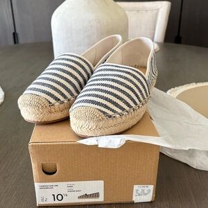 J. Crew Navy and White Striped Espadrilles